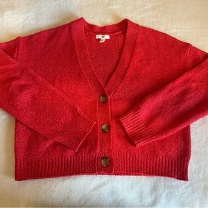 Nordstrom Red Crop Button Up Soft Cardigan Sweater Women’s Size Small